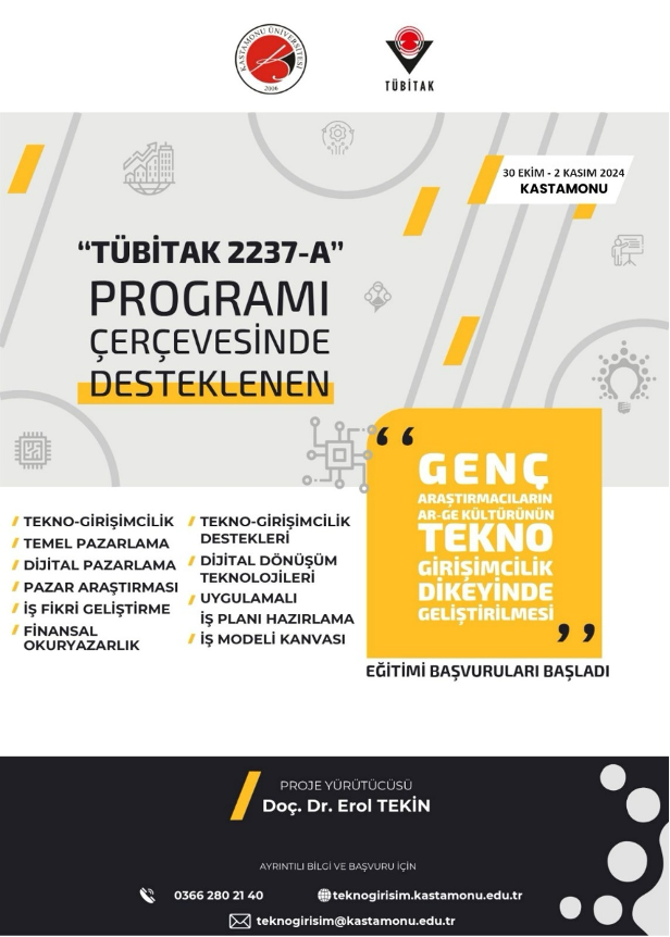 Fakültemizin 2024/II. Döneminde TÜBİTAK 2237-A Projesi Desteklenmeye Hak Kazandı