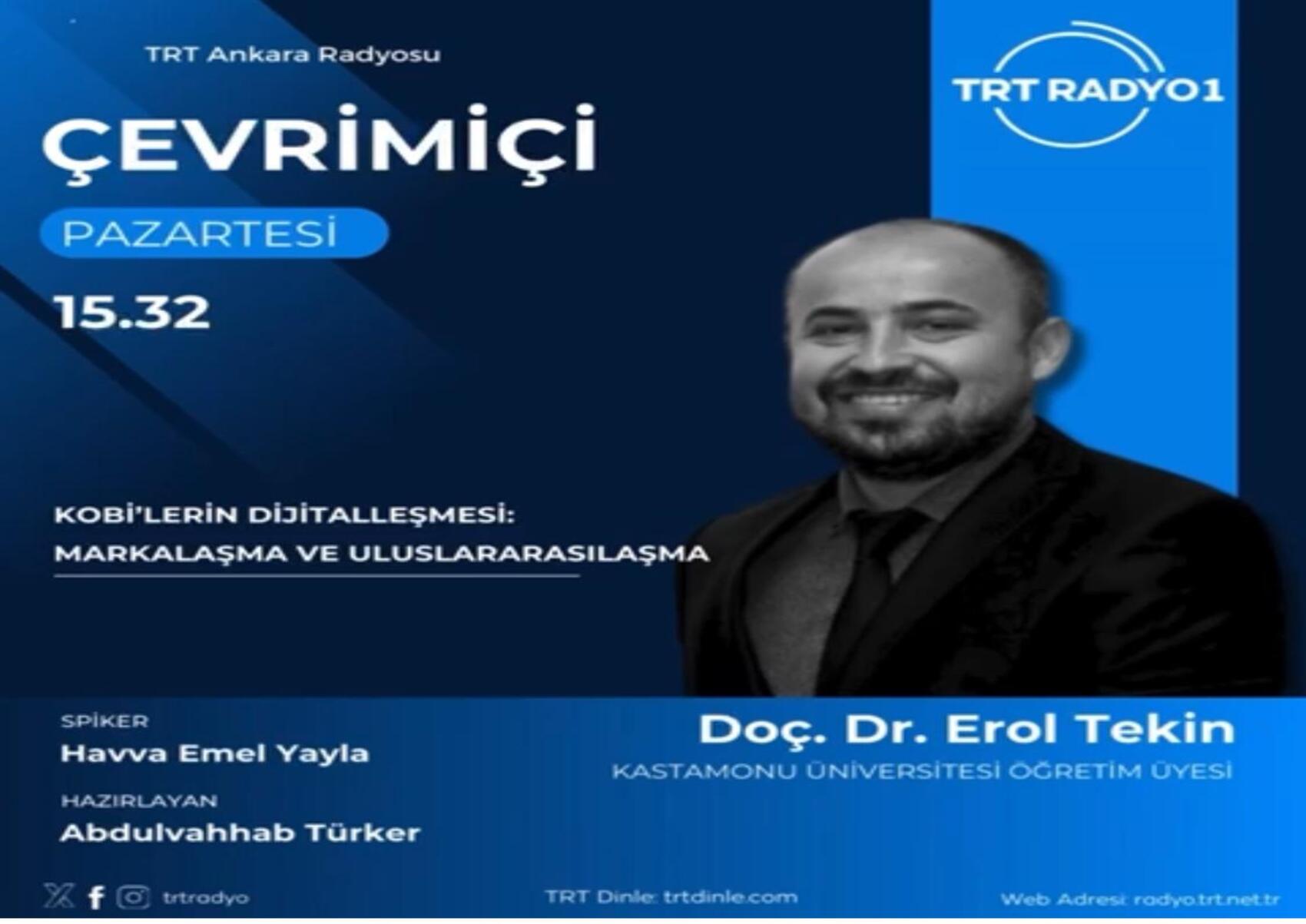 Fakültemiz Öğretim Üyesi TRT Radyo 1 Kanalında Yayınlanan "Çevrimiçi" İsimli Programa Katıldı